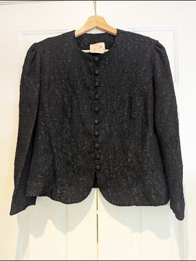 Vintage Charles Carroll Black Textured Blazer Jacket Eclectic WhimsiGoth Witchy